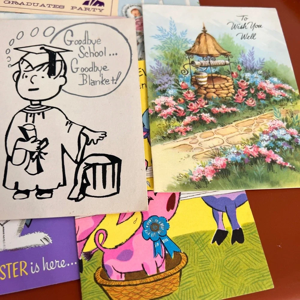 Vintage 1940-60s Greeting Card Lot of 14 Graduation Easter holiday Ephemera